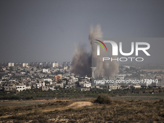 Israeli forces bomb Gaza on July 10th, 2014 in the latest operation launched by Israel against Hamas. (