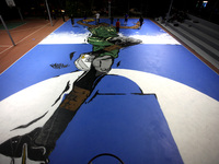 Graffiti of Greek NBA player Giannis Antetokounmpo in Athens, Greece, February 17, 2017. Nike in collaboration with graffiti artist Same84 c...