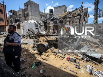 A destroyed building following an Israeli air strike in the Shati refugee camp in Gaza City. Israel has kept punishing raids on Gaza on July...