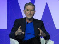 Founder and CEO, Reed Hastings, Netflix Founder and CEO giving a conference during the Mobile World Congress, on February 27, 2017 in Barcel...