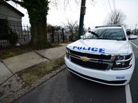 Police Cruiser is posted outside Mt. Carmel Jewish Cemetery in Northwest Philadelphia, PA, on Feb. 27, 2017. Over the weekend hundreds of he...