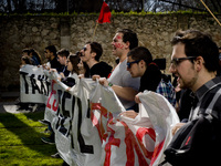 Students marchs during a protest in Barcelona  demanding  a reduction of 30% in university fees on second March, 2017.  (
