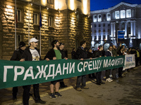 Environmentalists protest in Sofia, Bulgaria, on 6 March 2017  against the decision of interim Minister of Environment Irina Kostova to appr...