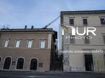 A view of building rebuilt after the earthquake in historic center of L'Aquila, on March 21, 2017. The Eighth anniversary of the L'Aquila ea...