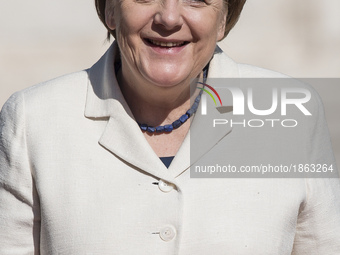 German Chancellor Angela Merkel during arrivals for an EU summit at the Palazzo dei Conservatori in Rome on Saturday, March 25, 2017. EU lea...