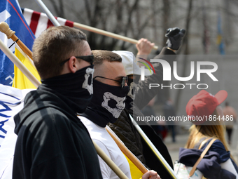 Approximately. 150 Trump supporters march from Independence Mall in Center City Philadelphia, on March 25, 2017. The attempt to reach Philad...