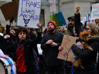 Counter protest successfully prevent a anti-Transgender Free Speech Bus from parking near City Hall, in Philadelphia, PA, on April 1, 2017....