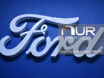 Logo of Ford at the 38th Bangkok International Motor Show in Bangkok, Thailand, on April 7, 2017. (