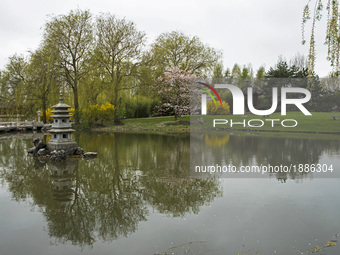 The Chinese garden is pictured during a press preview of the IGA (International Garden Exhibition) 2017 in Berlin, Germany on April 7, 2017....