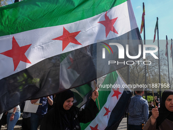 A Protest against the Assad regime in Syria was held in Central London on 8 April 2017 to protest against Assad and the recent chemical atta...