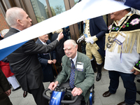 Philanthropist H.F. (Gerry) Lenfest, founding Museum Chairman Emeritus at the ribbon cutting ceremony of  the Museum of the American Revolut...
