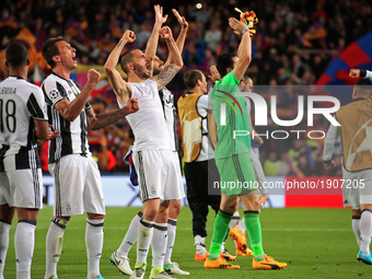 Juventus players celebration at the end of the  UEFA Champions League match between F.C. Barcelona v PSG, in Barcelona, on march 08, 2017....