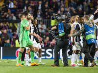 Gianluigi Buffon at the end of the UEFA Champions League Quarter Final second leg match between FC Barcelona and Juventus at Camp Nou Stadiu...