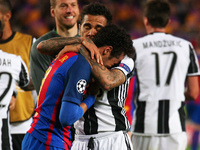 Neymar Jr. crying, comforted by Dani Alves at the end of the UEFA Champions League match between F.C. Barcelona v Juventus, in Barcelona, on...