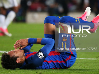 Neymar Jr. crying at the end of the UEFA Champions League match between F.C. Barcelona v Juventus, in Barcelona, on April 19, 2017.  (