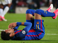 Neymar Jr. crying at the end of the UEFA Champions League match between F.C. Barcelona v Juventus, in Barcelona, on April 19, 2017.  (