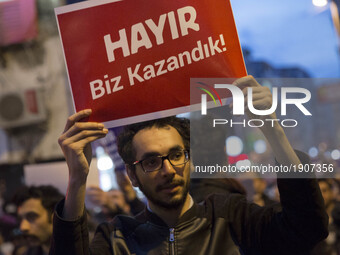 Thousands of people gathered in Istanbul protest against Recep Tayyip Erdogan and the election results, in Istanbul, Turkey, on April 19, 20...