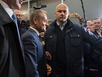 Former Polish Prime Minister, President of the European Council Donald Tusk on his way to the prosecutor's office in Warsaw, Poland on 19 Ap...