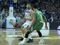 Sergio Llull of  Real Madrid during the 2016/2017 Turkish Airlines Euroleague Play Off Leg One between Real Madrid v Darussafaka Dogus Istan...