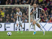 Gonzalo Higuain of Juventus FC during the UEFA Champions League Quarter Final second leg match between FC Barcelona and Juventus at Camp Nou...