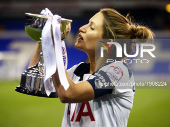 Jenna Schillachi of Tottenham Hotspur LFC with Trophy during The FA Women's Premier League - Southern Division match between Tottenham Hotsp...