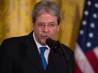 President Trump and Prime Minister Paolo Gentiloni of Italy, held a joint press conference in the East Room of the White House, on Thursday,...