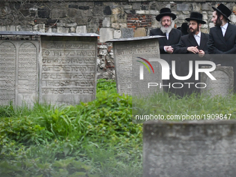 Tourists and pilgrims from Israel inside Remah Synagogue cemetary, as many individuals from all over the world arrive to Krakow area a few d...