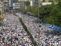 Islamist political group ''Islami Andolan Bangladesh''  attend jumma prayer as they gather for a protest rally against the statue of Greek G...