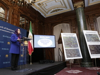 Soona Samsami, the U.S. Representative of the National Council of Resistance of Iran (NCRI), speaking to reporters at a news conference in W...
