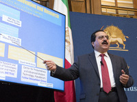Alireza Jafarzadeh, Deputy Director for the Washington Office of the National Council of Resistance of Iran, gesturing during a news confere...