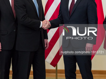 Polish President Andrzej Duda (R) and Speaker of the United States House of Representatives Paul Ryan (L) during their meeting in the Presid...