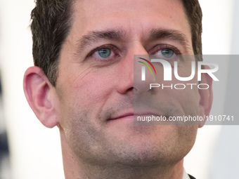 Speaker of the United States House of Representatives Paul Ryan speaks to the media after a meeting with Polish President Andrzej Duda in th...