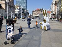 Daily life in a beautiful spring day in the  Ban Josip Jelacic square in city center of Zagreb, Croatia, on 22 April 2017. (