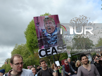 Thousands of people march though Central London, UK, on Earth Day on 22 April 2017 to protest against what they see as a threat to experts,...