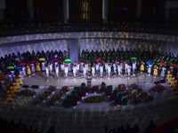 Sunday school children’s performs during inauguration of the Sumi Baptist church, Biggest Baptist church and second biggest Church in Asia a...