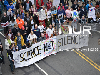 Thousands participate in the National March for Science in Philadelphia, PA, on Earth Day, April 22, 2017. Similar events are held around th...