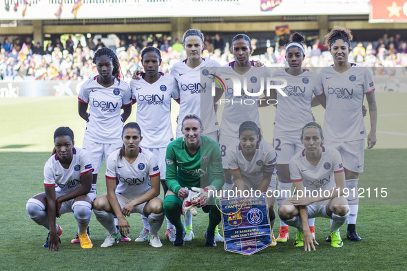 PSG Team during the semifinals of UEFA Womens Champions League match between FC Barcelona vs PSG on April 22, 2017 at the Mini Estadi in Bar...