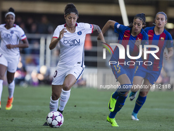 Rozeira Cristiane of Paris Saint Germain defended by Ouahabi of FC Barcelona during the semifinals of UEFA Womens Champions League match bet...