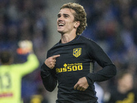 Atletico Madrid's French forward Antoine Griezmann celebrates after scoring a goal during the Spanish league football match RCD Espanyol vs...