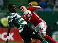Sporting's midfielder William Carvalho (L) vies for the ball with Benfica's midfielder Franco Cervi (R)  during Premier League 2016/17 match...