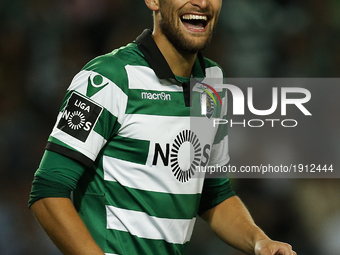 Sporting's forward Bas Dost reacts during Premier League 2016/17 match between Sporting CP vs SL Benfica, in Lisbon, on April 22, 2017. (