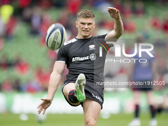 Owen Farrell of Saracens during the warm-up before the European Rugby Champions Cup Semi-Final match between Munster Rugby and Saracens at A...