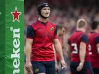 Tyler Bleyendaal of Munster during the European Rugby Champions Cup Semi-Final match between Munster Rugby and Saracens at Aviva Stadium in...
