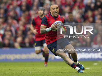 Simon Zebo of Munster in action during the European Rugby Champions Cup Semi-Final match between Munster Rugby and Saracens at Aviva Stadium...