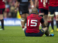 Simon Zebo of Munster dejected after the European Rugby Champions Cup Semi-Final match between Munster Rugby and Saracens at Aviva Stadium i...