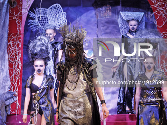 Models present hair style creations during the annual international hairdressers festival of Hairdressing, Fashion and Design 