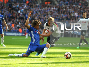 Chelsea's Nathan Ake holds of Tottenham Hotspur's Harry Kane
during The Emirates FA Cup - Semi-Final match between Chelsea and Tottenham Hot...