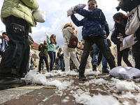 The third charity international pillow fight in Krakow, Poland on 23 April 2017. This year's goal is to collect funds and gifts for pets in...