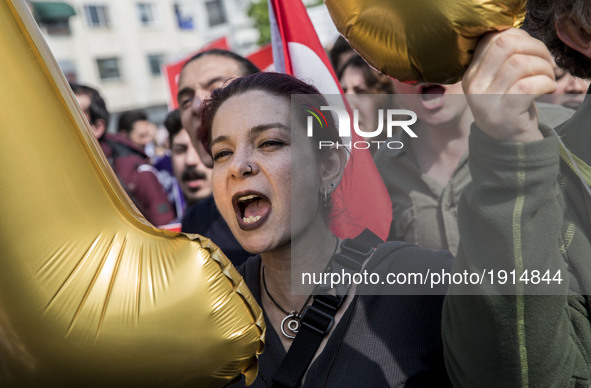 People protest against Referendum results in Istanbul, Turkey, on April 24, 2017. Turkey's main opposition party launched a legal challenge...