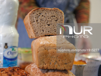 Gluten free bread is seen being sold at a farmers fair with local produce on 23 April, 2017. (